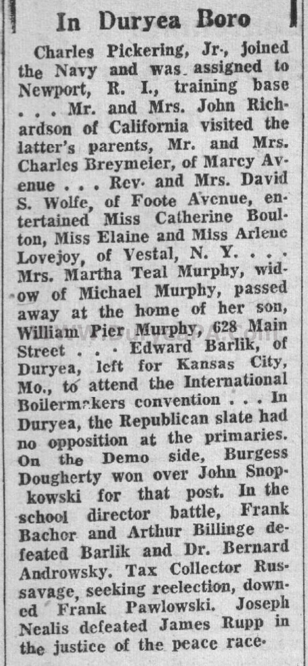 Duryea Pennsylvania Historical Homepage